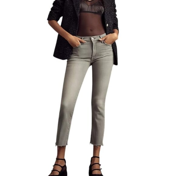 MOTHER The Rascal Mid-Rise Ankle-Fray Jeans, Noted, Grey Wash, Stretch Denim, 34 - Picture 9 of 11